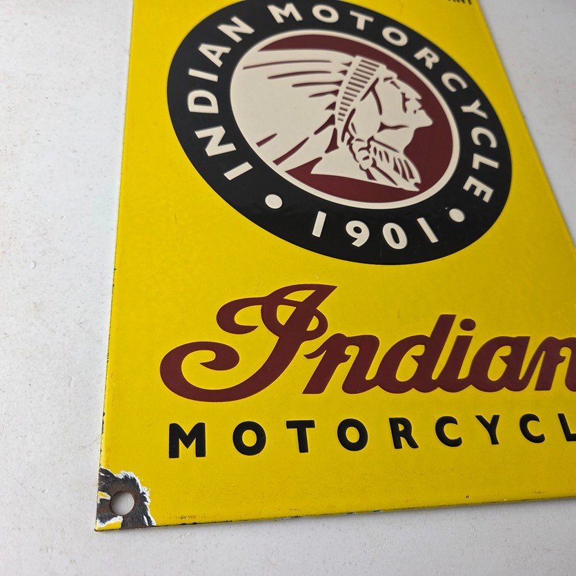 Vintage Indian Motorcycles Sign - Parts Dealership Service Porcelain Gas Sign - Image 11