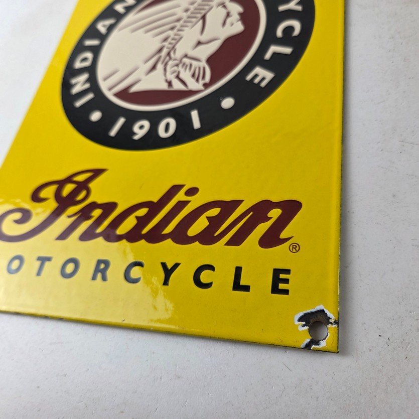 Vintage Indian Motorcycles Sign - Parts Dealership Service Porcelain Gas Sign - Image 14