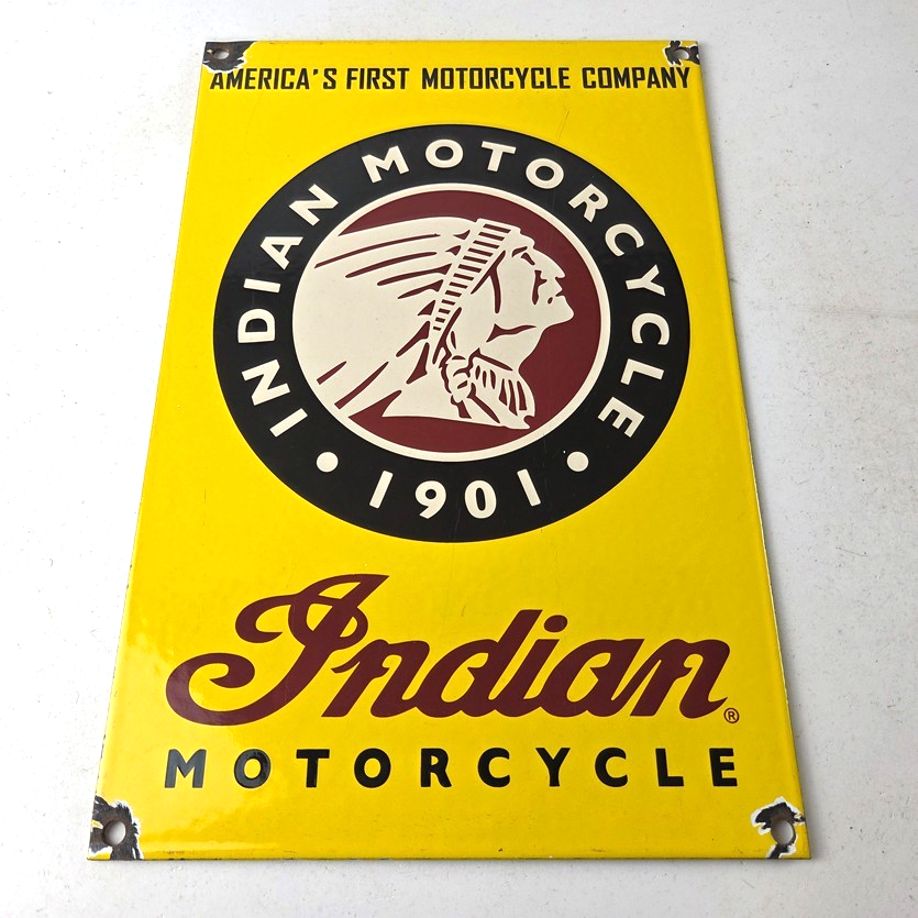 Vintage Indian Motorcycles Sign - Parts Dealership Service Porcelain Gas Sign - Image 15