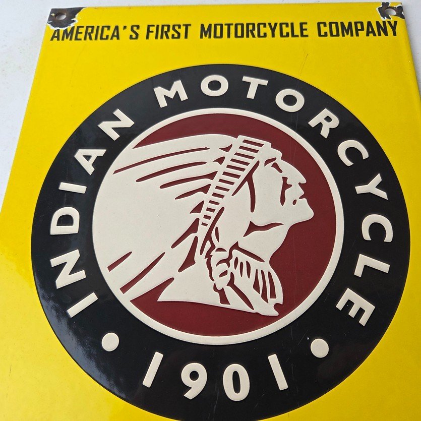 Vintage Indian Motorcycles Sign - Parts Dealership Service Porcelain Gas Sign - Image 3