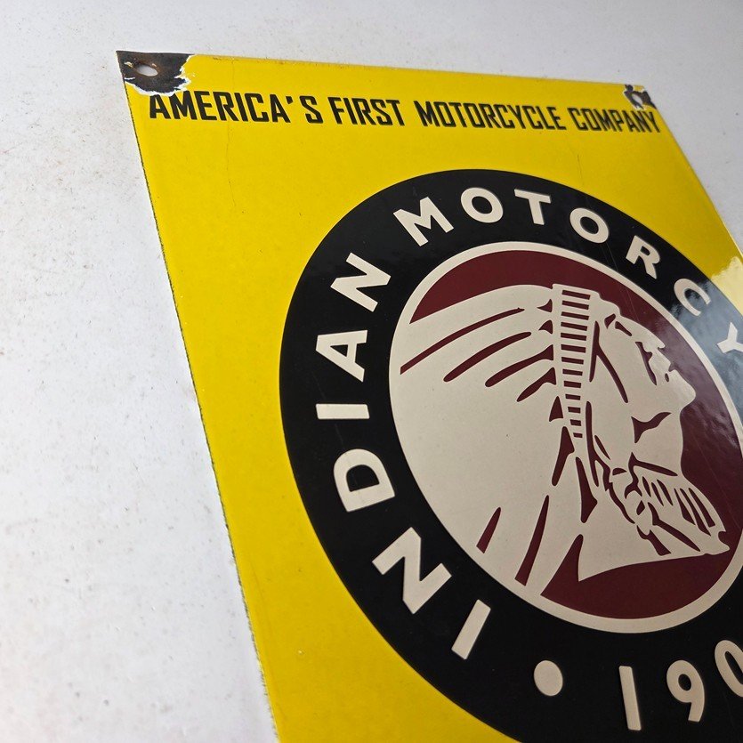 Vintage Indian Motorcycles Sign - Parts Dealership Service Porcelain Gas Sign - Image 5