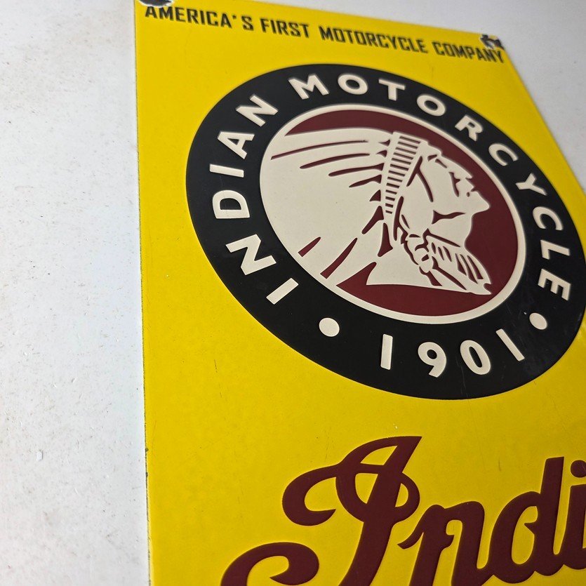 Vintage Indian Motorcycles Sign - Parts Dealership Service Porcelain Gas Sign - Image 6