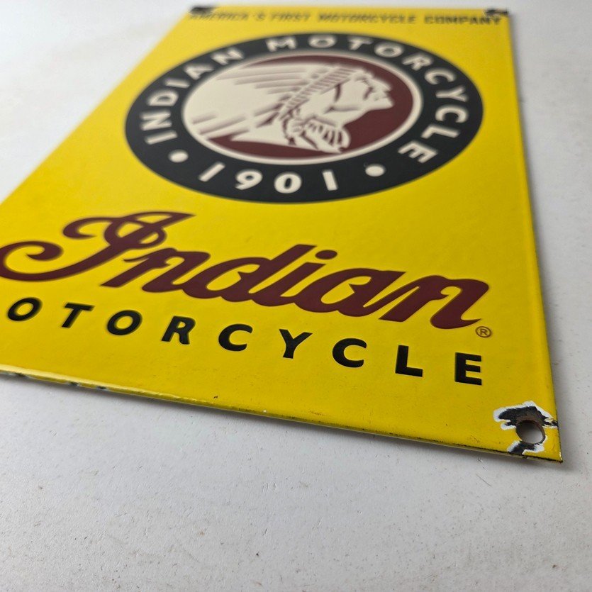 Vintage Indian Motorcycles Sign - Parts Dealership Service Porcelain Gas Sign - Image 10