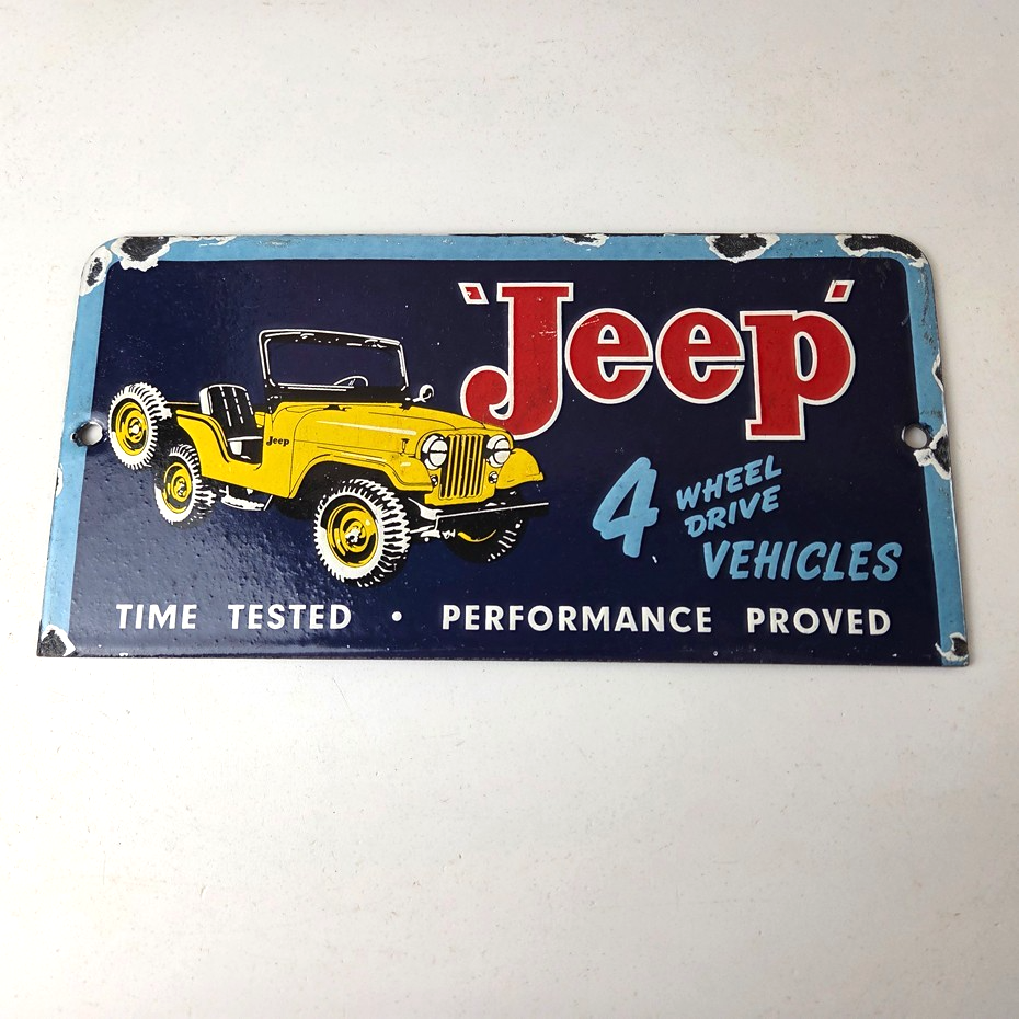 Vintage Jeep Vehicles Sign - Truck Parts 4 Wheel Drive Gas Pump Porcelain Sign - Image 15