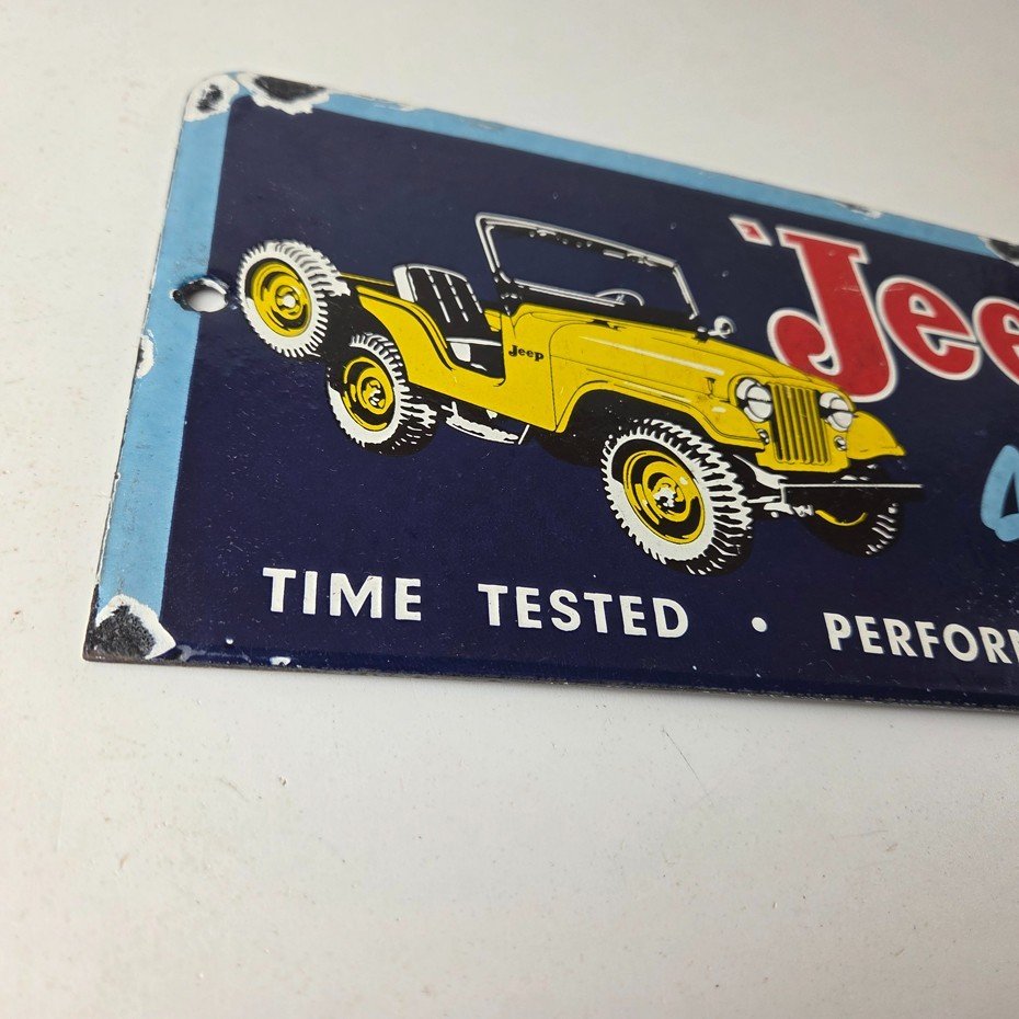 Vintage Jeep Vehicles Sign - Truck Parts 4 Wheel Drive Gas Pump Porcelain Sign - Image 6