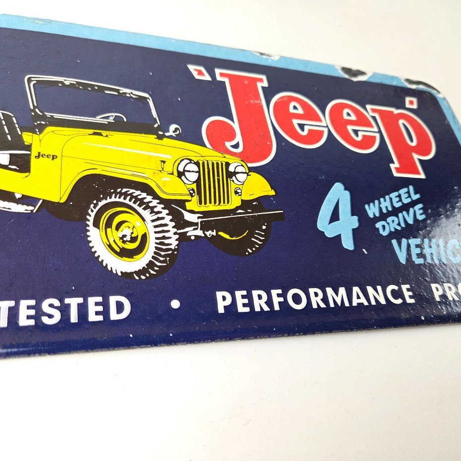 Vintage Jeep Vehicles Sign - Truck Parts 4 Wheel Drive Gas Pump Porcelain Sign - Image 7