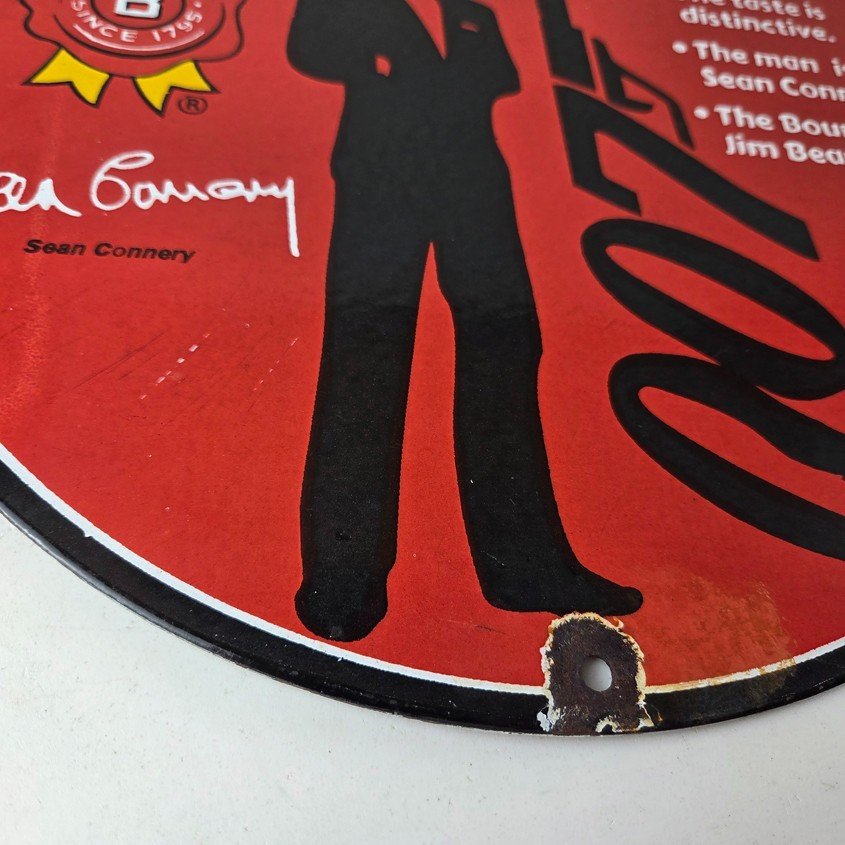 Vintage Jim Beam Sign - Adult Beverage 007 Bond Liquor Porcelain Gas Sign - Image 11