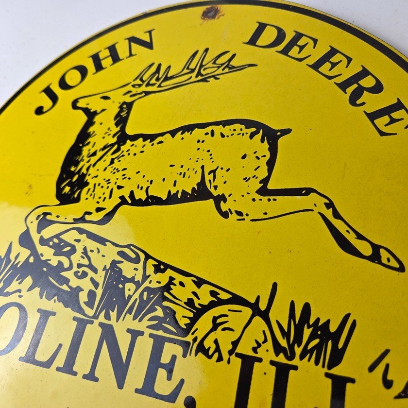 Vintage John Deere Porcelain Farm Sign - Tractor Gas Pump Motor Oil Sign - Image 12