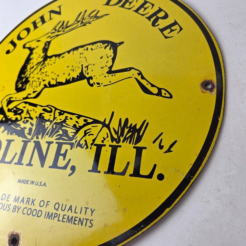 Vintage John Deere Porcelain Farm Sign - Tractor Gas Pump Motor Oil Sign - Image 13