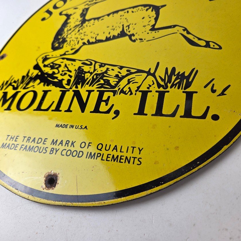 Vintage John Deere Porcelain Farm Sign - Tractor Gas Pump Motor Oil Sign - Image 14