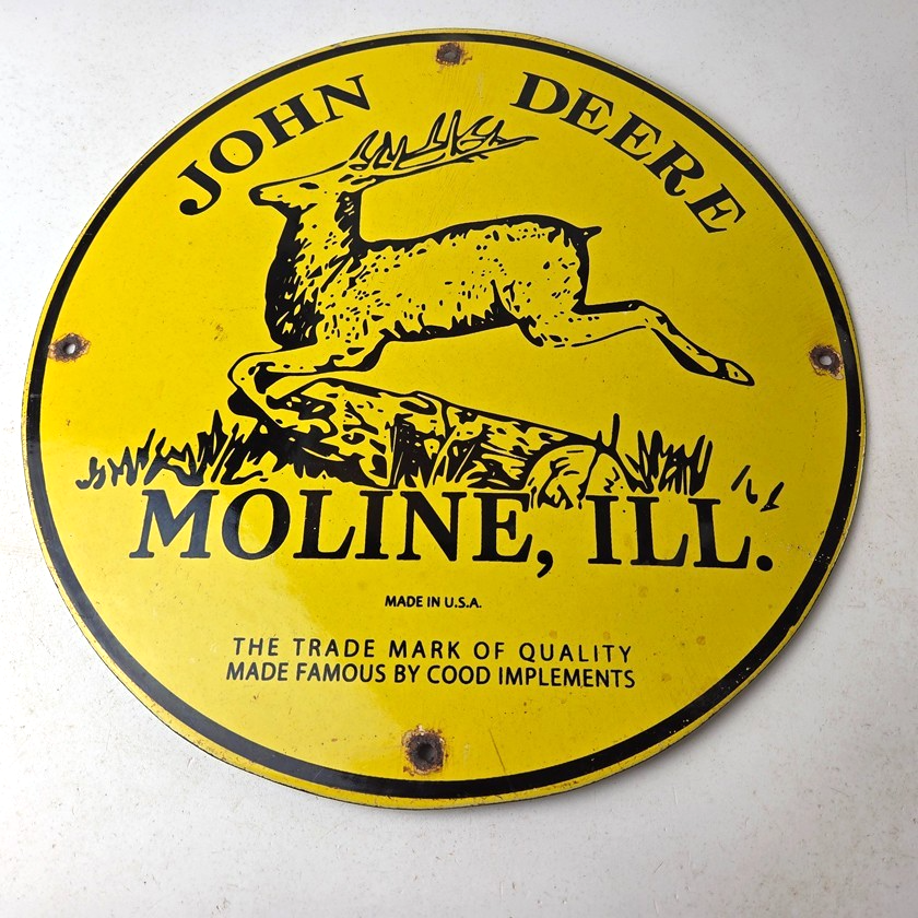 Vintage John Deere Porcelain Farm Sign - Tractor Gas Pump Motor Oil Sign - Image 15