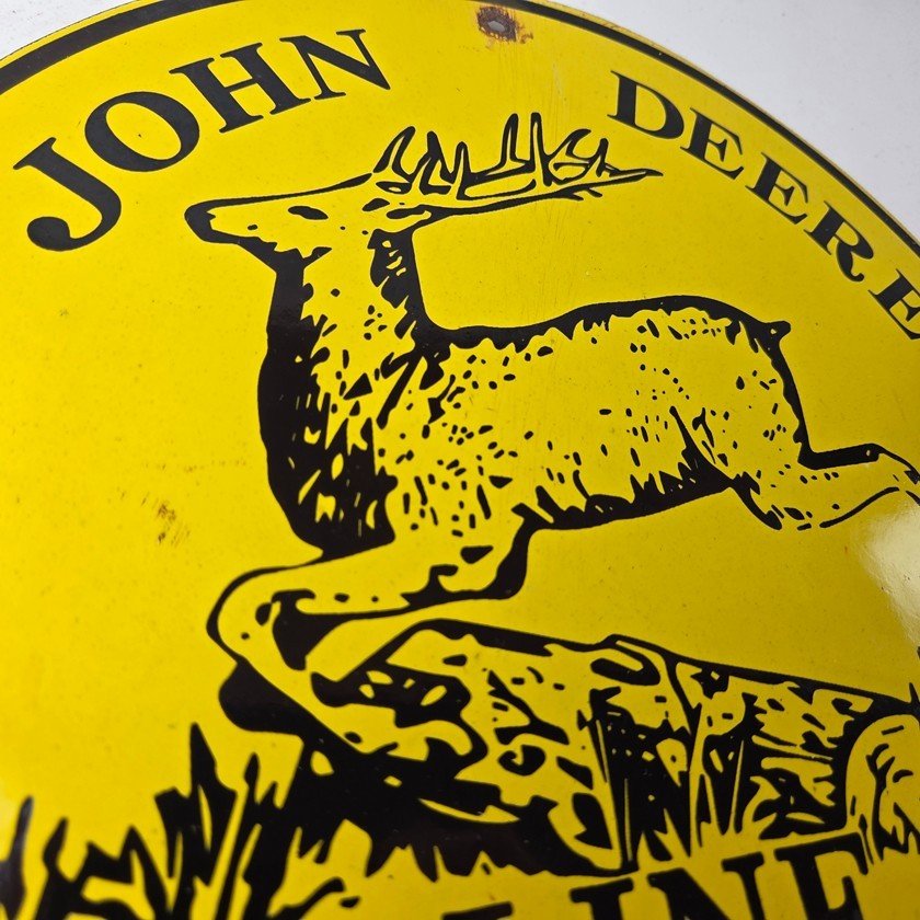 Vintage John Deere Porcelain Farm Sign - Tractor Gas Pump Motor Oil Sign - Image 5