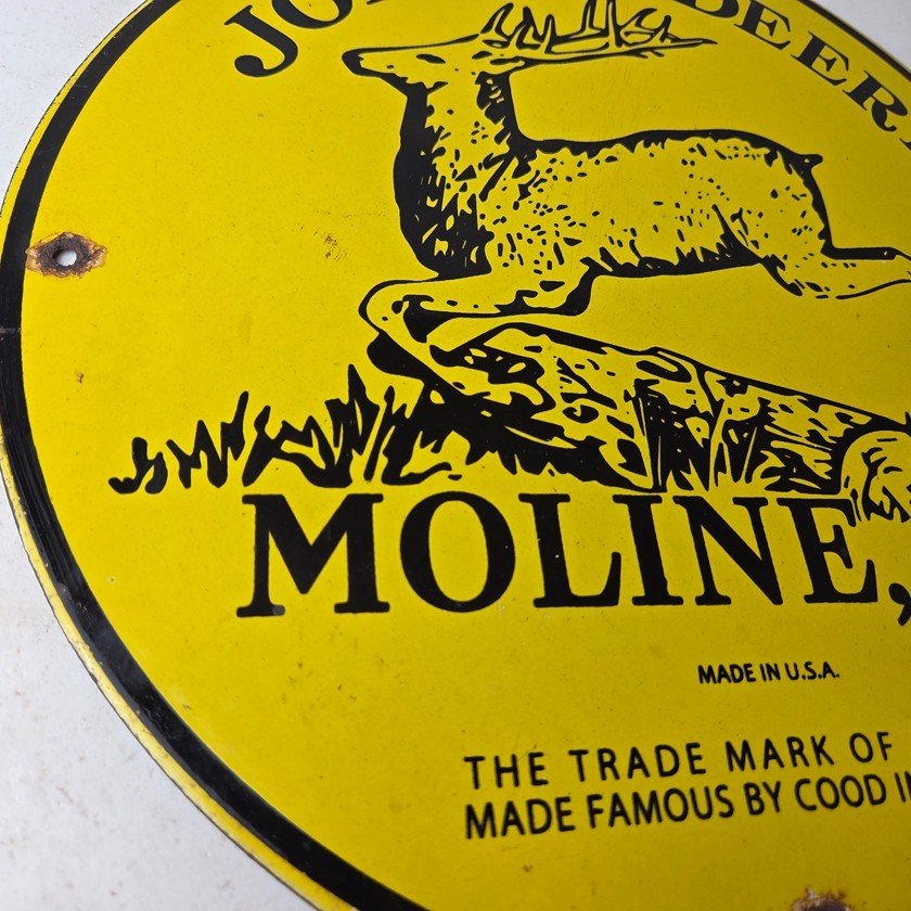 Vintage John Deere Porcelain Farm Sign - Tractor Gas Pump Motor Oil Sign - Image 6