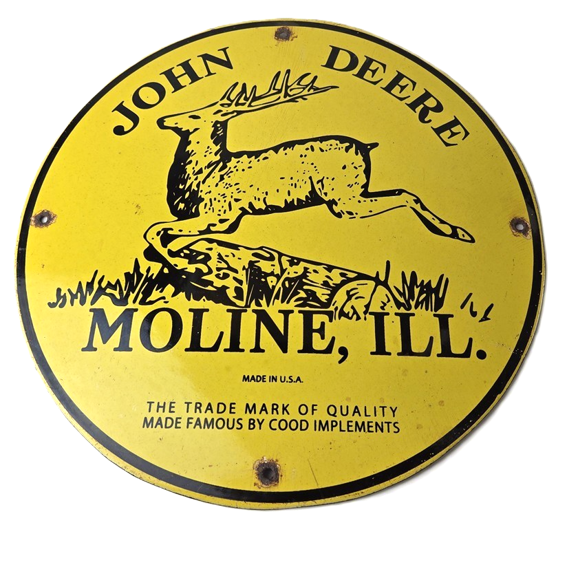 Vintage John Deere Porcelain Farm Sign - Tractor Gas Pump Motor Oil Sign