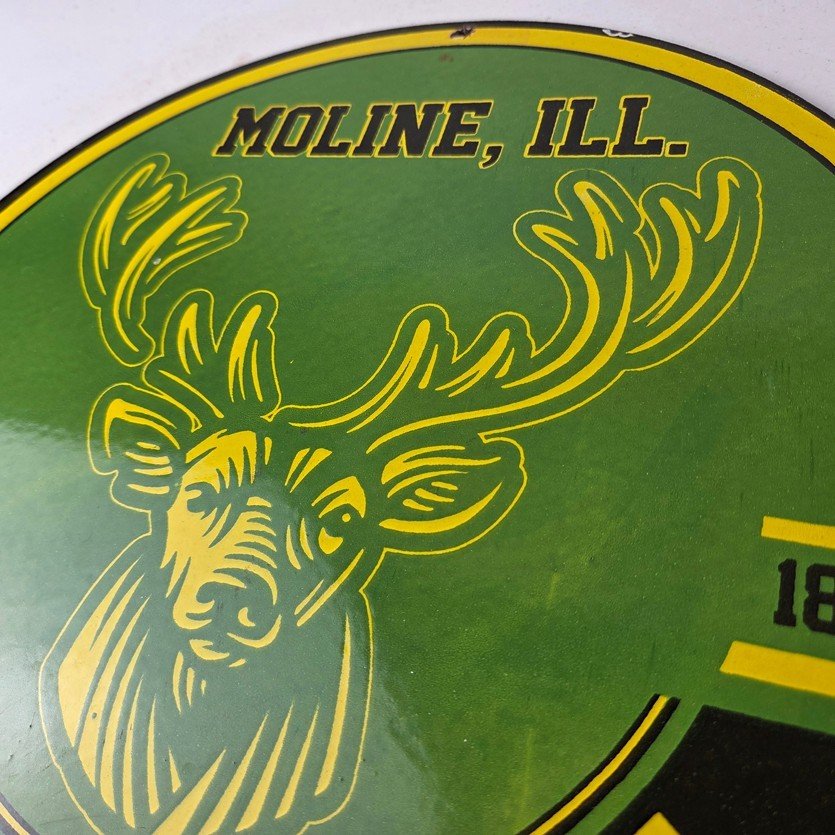 Vintage John Deere Porcelain Sign - Farm Tractor Gas Pump Motor Oil Sign - Image 12