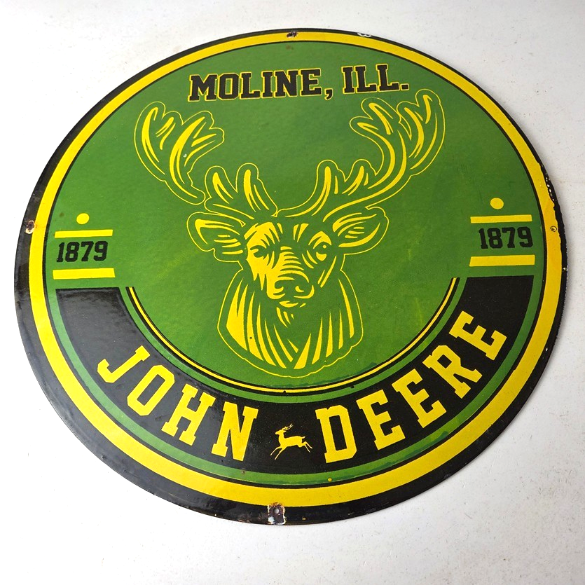 Vintage John Deere Porcelain Sign - Farm Tractor Gas Pump Motor Oil Sign - Image 15