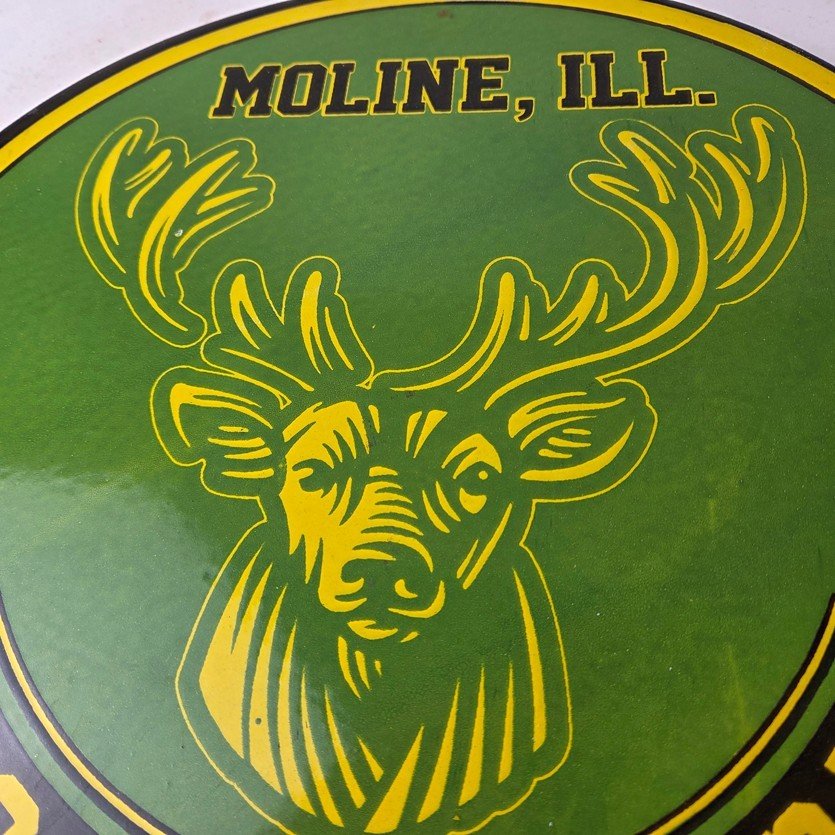 Vintage John Deere Porcelain Sign - Farm Tractor Gas Pump Motor Oil Sign - Image 3