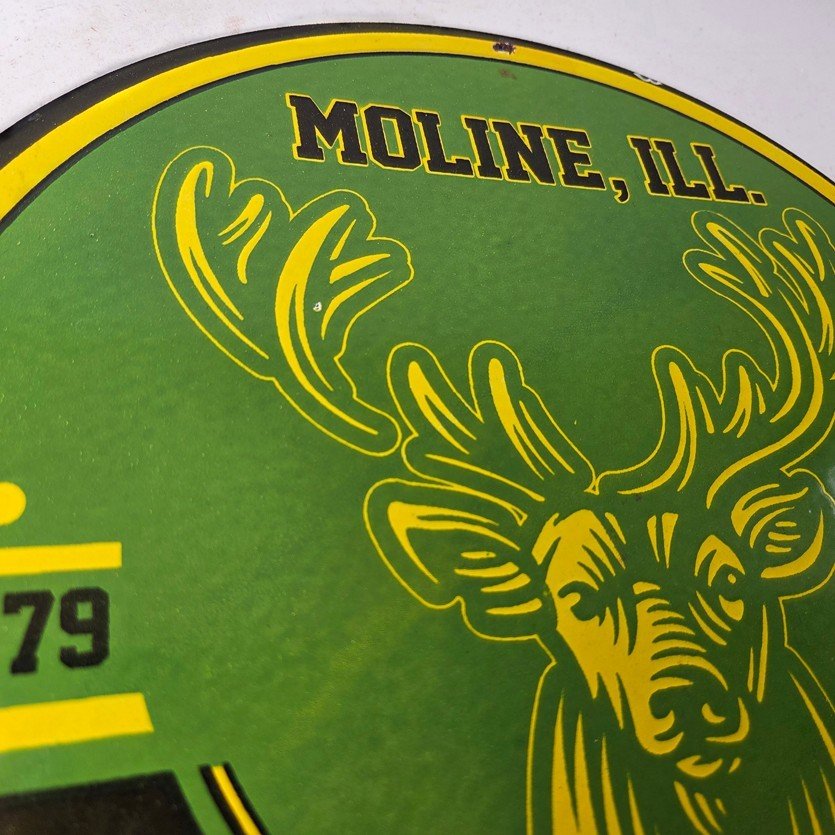 Vintage John Deere Porcelain Sign - Farm Tractor Gas Pump Motor Oil Sign - Image 5