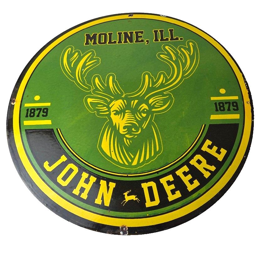 Vintage John Deere Porcelain Sign - Farm Tractor Gas Pump Motor Oil Sign