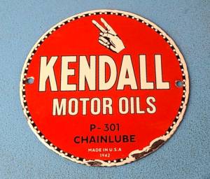 Vintage Kendall Motor Oils Sign Gasoline Service Gas Pump Porcelain Sign 305860744717