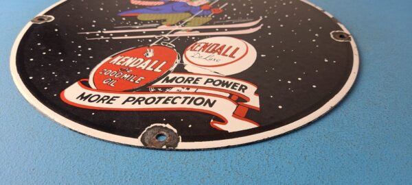 Vintage Kendall Motor Oils Sign Porcelain Snow Skiing Ad Gas Pump Plate Sign 305240171107 10