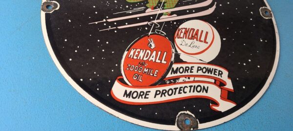 Vintage Kendall Motor Oils Sign Porcelain Snow Skiing Ad Gas Pump Plate Sign 305240171107 6