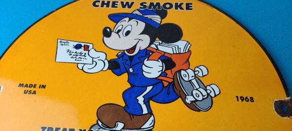 Vintage Mail Pouch Sign Mickey Mouse Tobacco Chew Gas Pump Porcelain Sign 305710701767 2