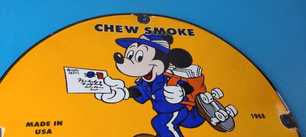 Vintage Mail Pouch Sign Mickey Mouse Tobacco Chew Gas Pump Porcelain Sign 305710701767 4