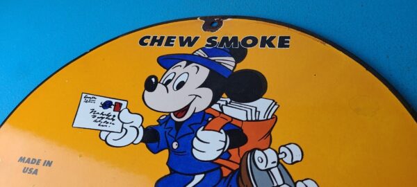 Vintage Mail Pouch Sign Mickey Mouse Tobacco Chew Gas Pump Porcelain Sign 305710701767 7