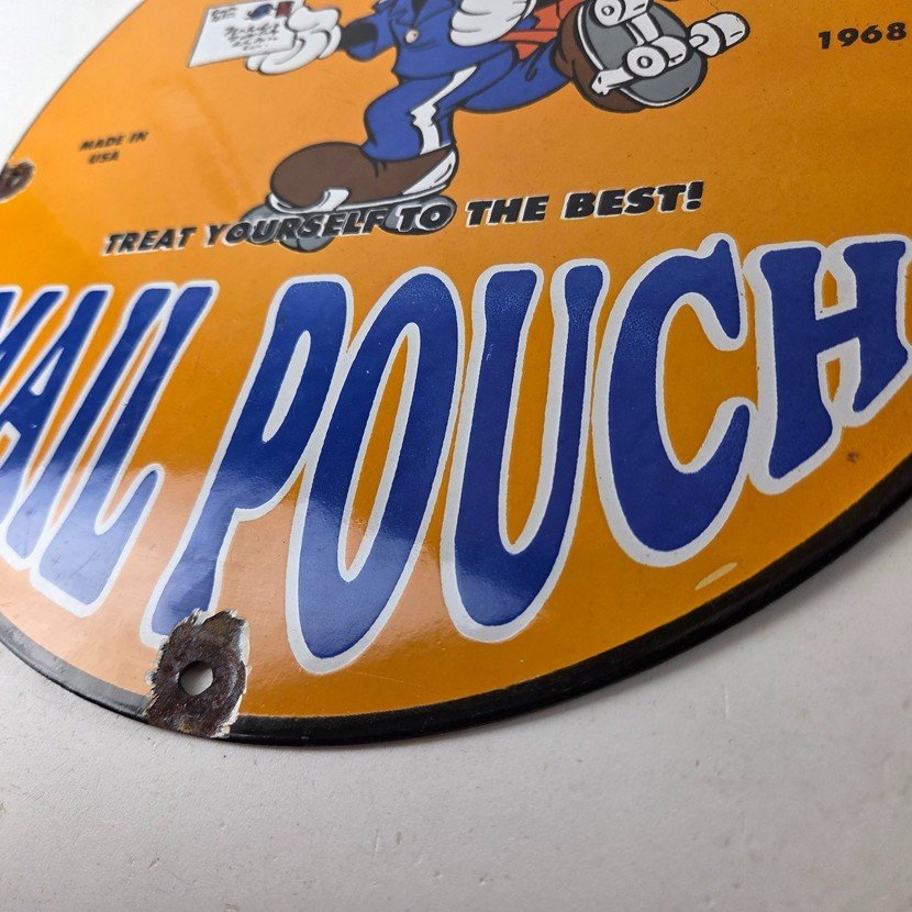 Vintage Mail Pouch Sign - Mickey Mouse Tobacco Chew Gas Pump Porcelain Sign - Image 14