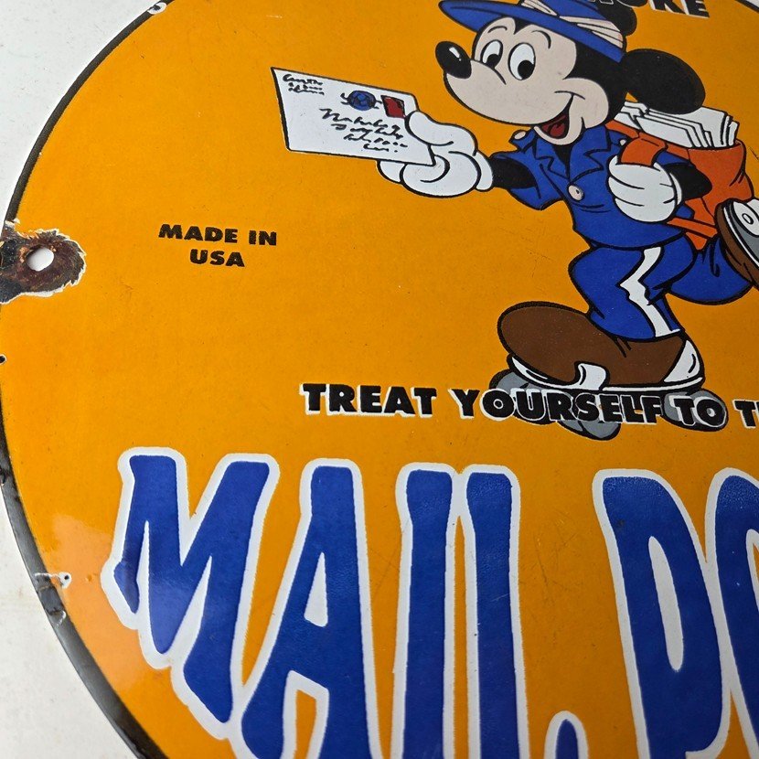 Vintage Mail Pouch Sign - Mickey Mouse Tobacco Chew Gas Pump Porcelain Sign - Image 6