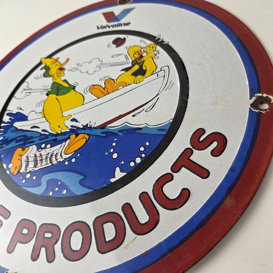 Vintage Marine Products Sign - Valvoline Gas Pump Station Porcelain Sign - Image 12