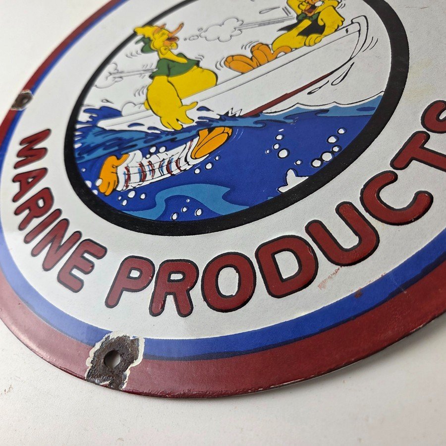 Vintage Marine Products Sign - Valvoline Gas Pump Station Porcelain Sign - Image 13