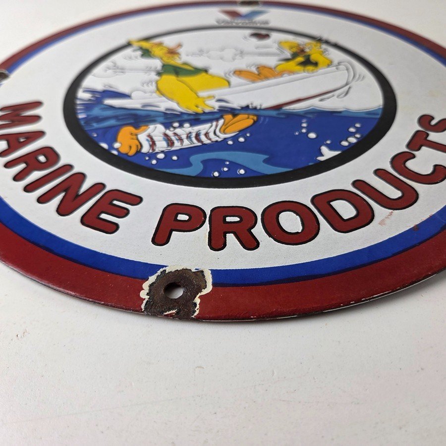 Vintage Marine Products Sign - Valvoline Gas Pump Station Porcelain Sign - Image 14