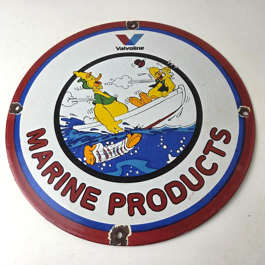 Vintage Marine Products Sign - Valvoline Gas Pump Station Porcelain Sign - Image 15