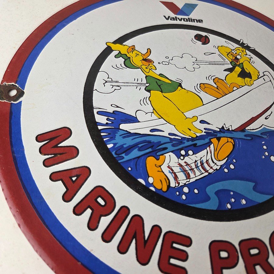 Vintage Marine Products Sign - Valvoline Gas Pump Station Porcelain Sign - Image 6