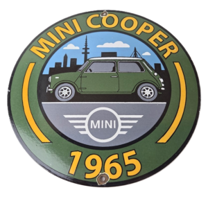 Vintage Mini Cooper S Sign - Porcelain Service Automobilia Car Sales Gas Sign