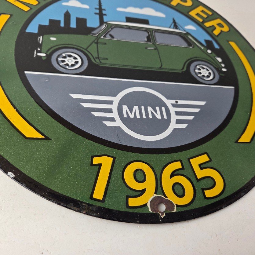 Vintage Mini Cooper S Sign - Porcelain Service Automobilia Car Sales Gas Sign - Image 11