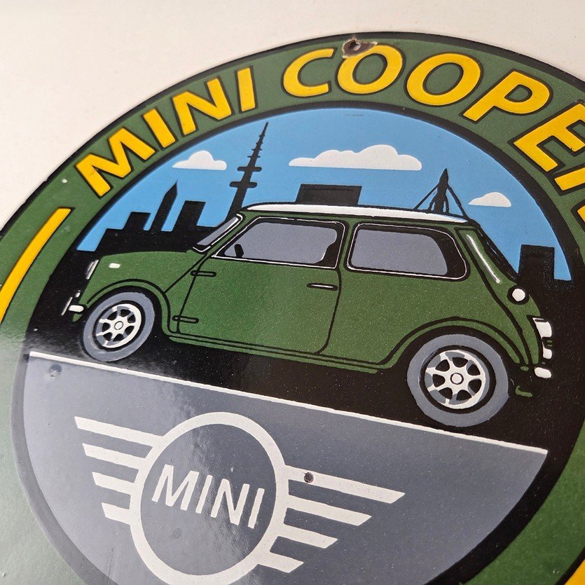 Vintage Mini Cooper S Sign - Porcelain Service Automobilia Car Sales Gas Sign - Image 12