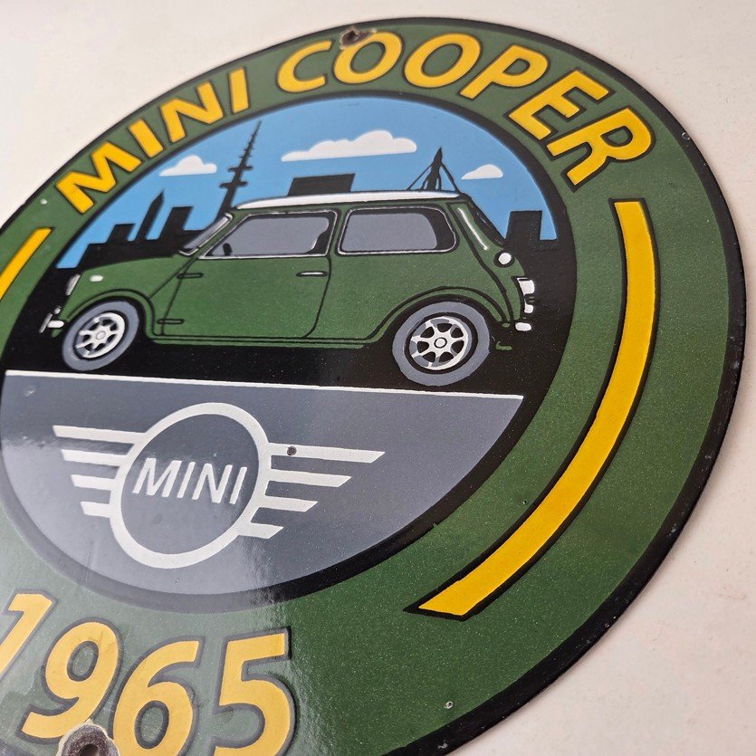 Vintage Mini Cooper S Sign - Porcelain Service Automobilia Car Sales Gas Sign - Image 13