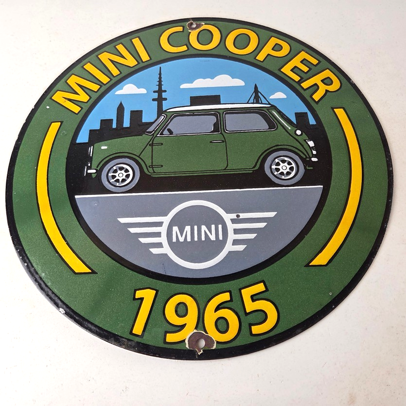 Vintage Mini Cooper S Sign - Porcelain Service Automobilia Car Sales Gas Sign - Image 15