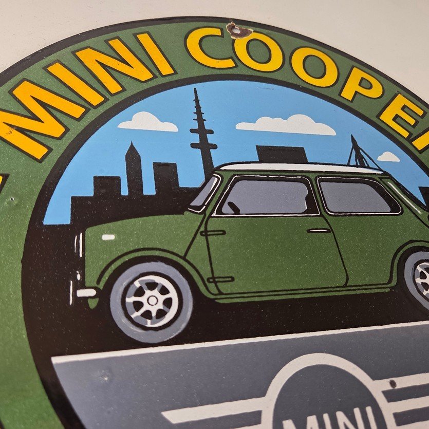 Vintage Mini Cooper S Sign - Porcelain Service Automobilia Car Sales Gas Sign - Image 5