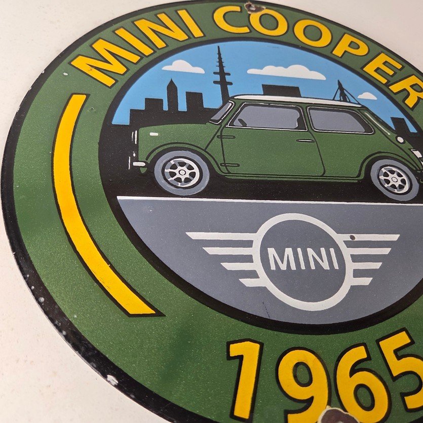 Vintage Mini Cooper S Sign - Porcelain Service Automobilia Car Sales Gas Sign - Image 6