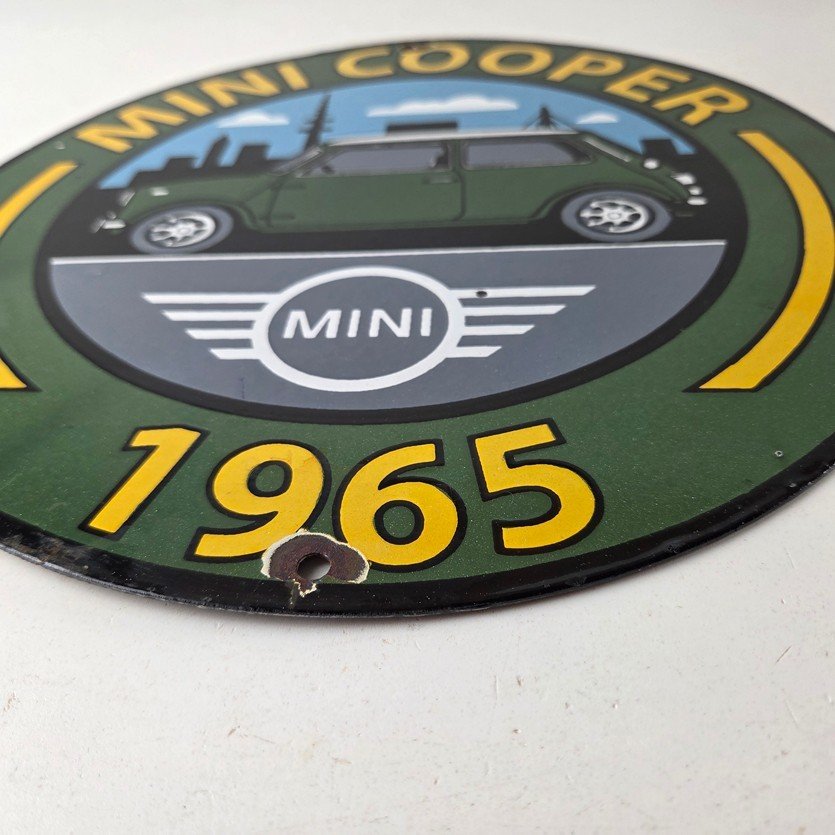 Vintage Mini Cooper S Sign - Porcelain Service Automobilia Car Sales Gas Sign - Image 10