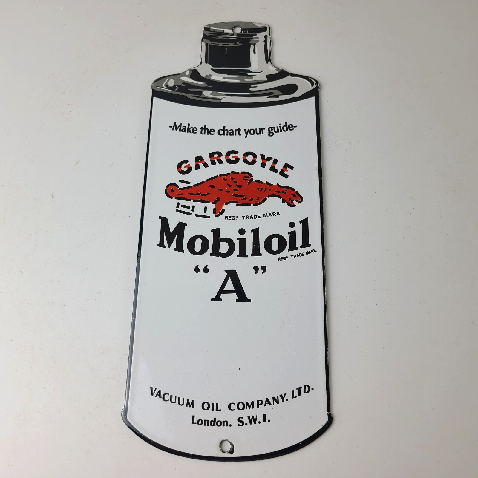 Vintage Mobil Porcelain Sign - Motor Oil Can Porcelain Gargoyle Sign - Image 13