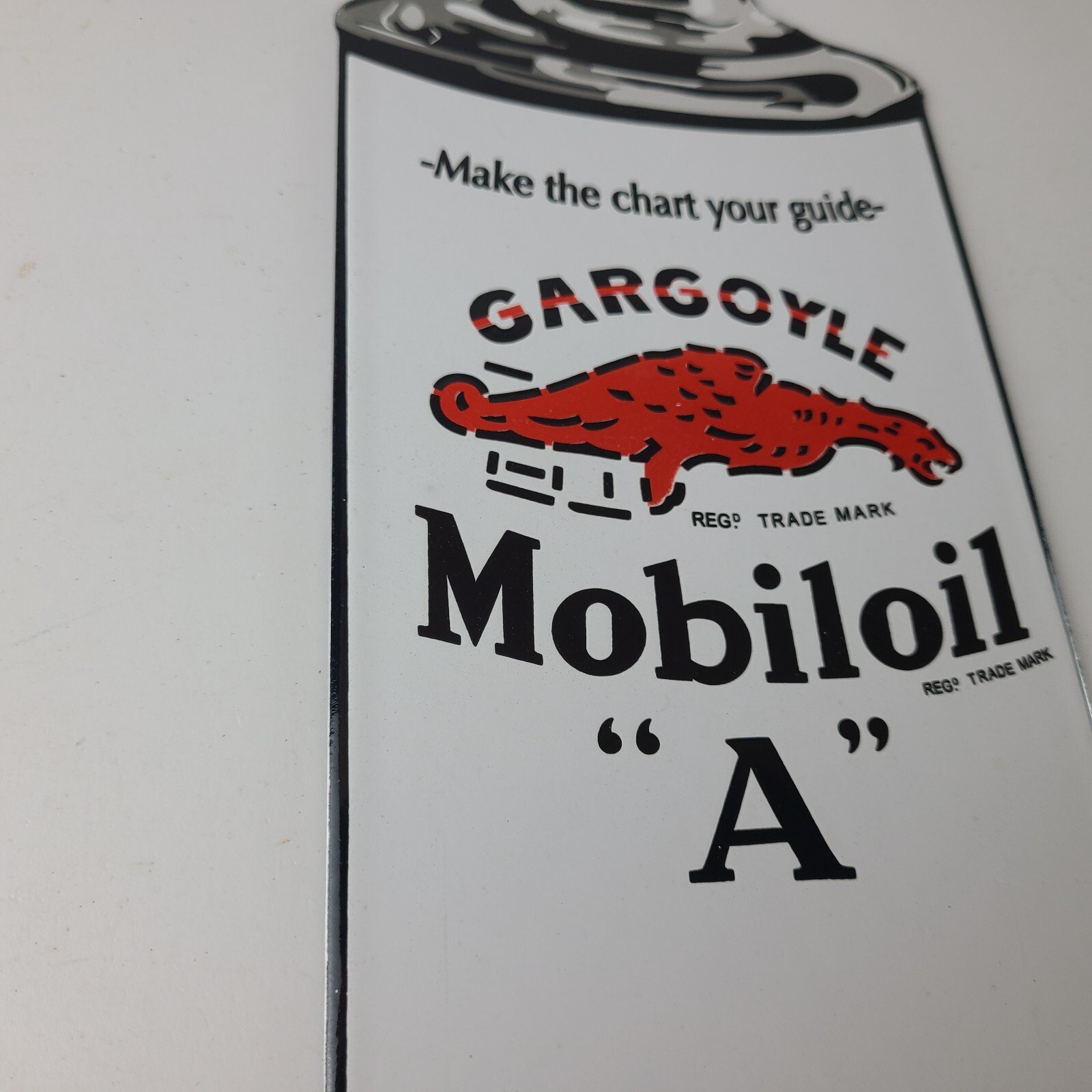 Vintage Mobil Porcelain Sign - Motor Oil Can Porcelain Gargoyle Sign - Image 6