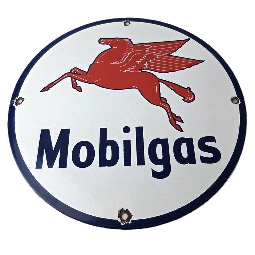 Vintage Mobil Sign - Pegasus Mobilgas Gas Motor Oil Pump Service Porcelain Sign