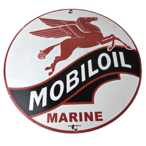 Vintage Mobiloil Porcelain Sign - Marine Pegasus Oil Advertising Sign