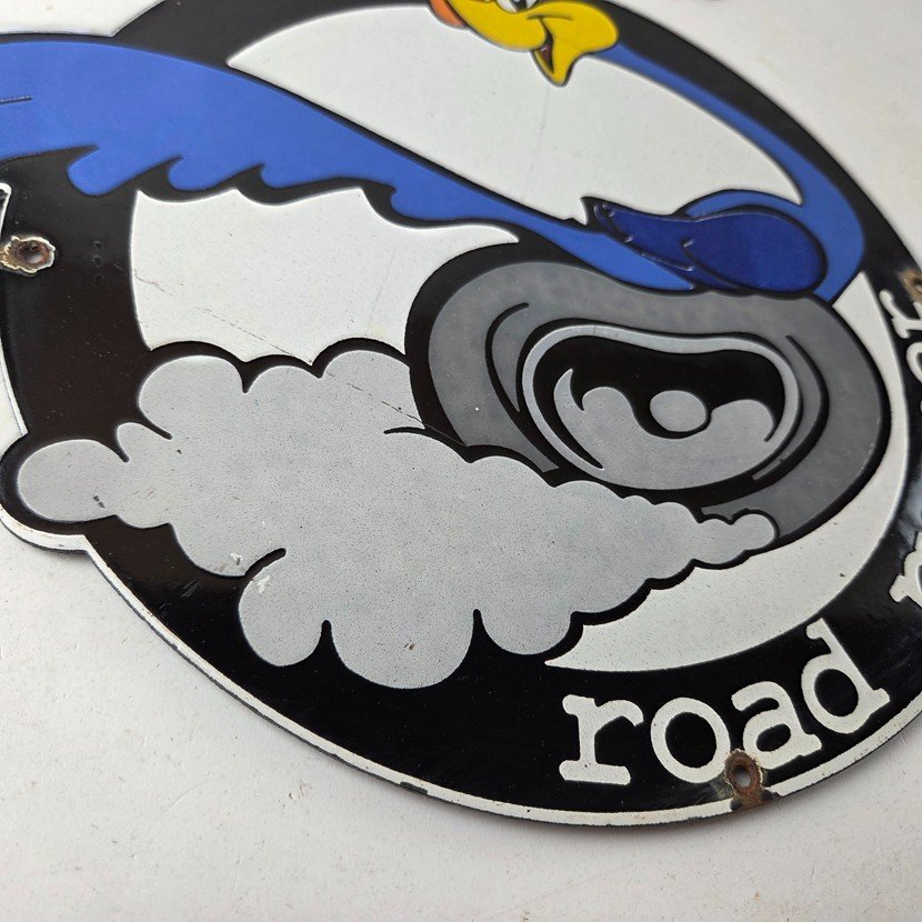 Vintage Mopar Plymouth Porcelain Sign - Road Runner Auto Shop Gas Pump Sign - Image 11