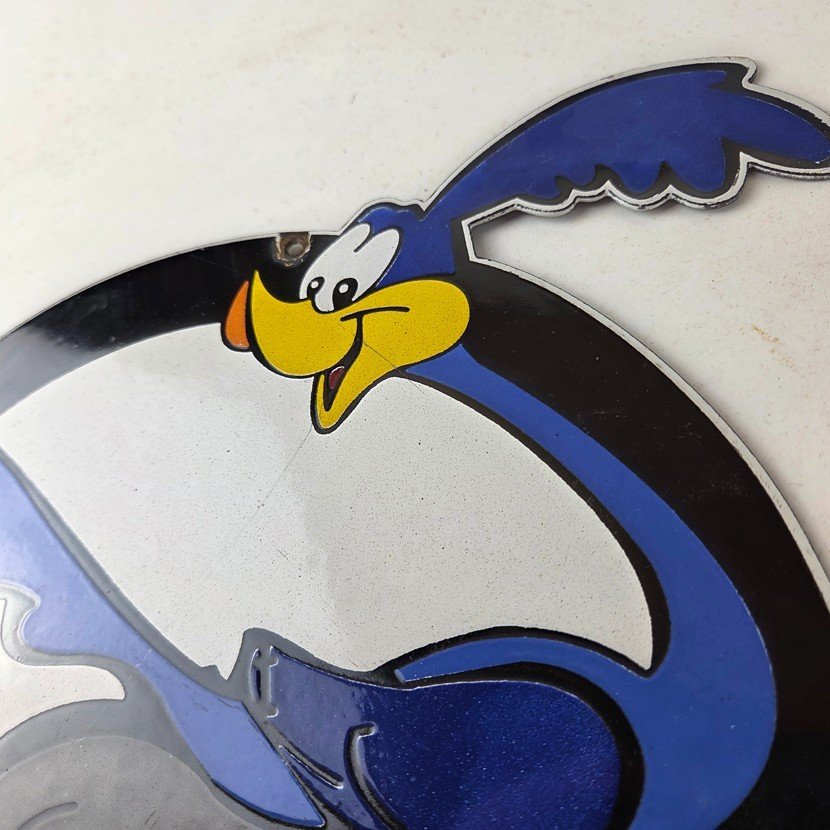 Vintage Mopar Plymouth Porcelain Sign - Road Runner Auto Shop Gas Pump Sign - Image 12